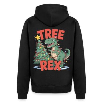 Tree-Rex Motiv für Kinder & Erwachsene - Unisex Premium Bio Zip Hoodie - Schwarz - Hinten - Nico (187cm)