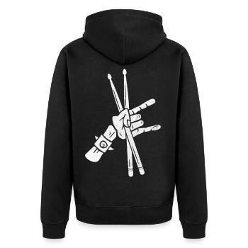 Schlagzeug Drummer Herren Jungen Schlagzeuger - Unisex Premium Bio Zip Hoodie - Schwarz - Hinten - Nico (187cm)
