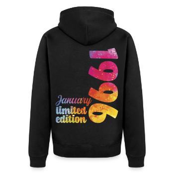 Geburtstagsgeschenk Januar 1996 - Unisex Premium Bio Zip Hoodie - Schwarz - Hinten - Nico (187cm)
