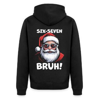 Weihnachtsmann Sechs Sieben - Unisex Premium Bio Zip Hoodie - Schwarz - Hinten - Nico (187cm)