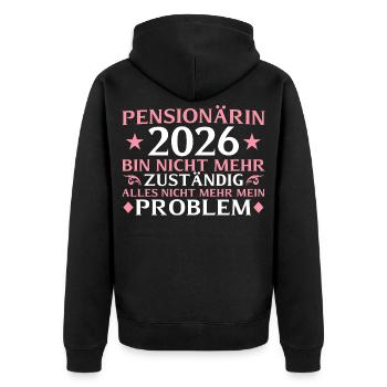 Pension Abschied 2026 Kollegin - Pensionärin - Unisex Premium Bio Zip Hoodie - Schwarz - Hinten - Nico (187cm)