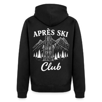Après Ski Club - Unisex Premium Bio Zip Hoodie - Schwarz - Hinten - Nico (187cm)