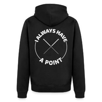Ich habe immer einen Punkt, Akupunkteur-Profi, - Unisex Premium Bio Zip Hoodie - Schwarz - Hinten - Nico (187cm)