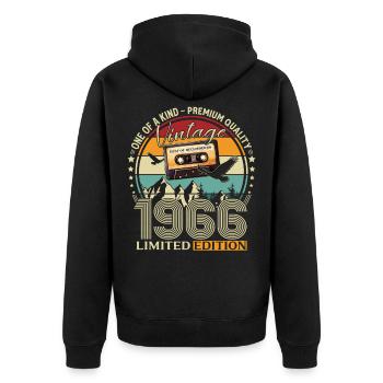 59. Geburtstag Kassette Dezember Jahrgang 1966 - Unisex Premium Bio Zip Hoodie - Schwarz - Hinten - Nico (187cm)