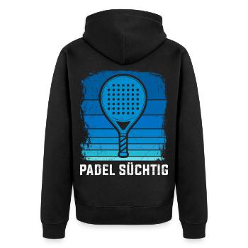 Padel Hobby PADEL SÜCHTIG Padel Spiel Lustiges - Unisex Premium Bio Zip Hoodie - Schwarz - Hinten - Nico (187cm)
