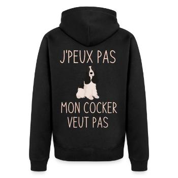 I can't my cocker spaniel doesn't want to - Unisex Premium Organic Zip Hoodie - black - Back - Nico (187cm)