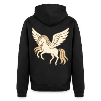 Licorne pégase pastel volante avec des ailes - Veste à capuche bio Premium Unisexe - noir - Dos - Nico (187cm)
