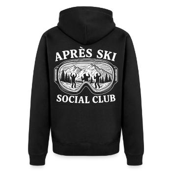 Apres Ski Social Club - Unisex Premium Bio Zip Hoodie - Schwarz - Hinten - Nico (187cm)