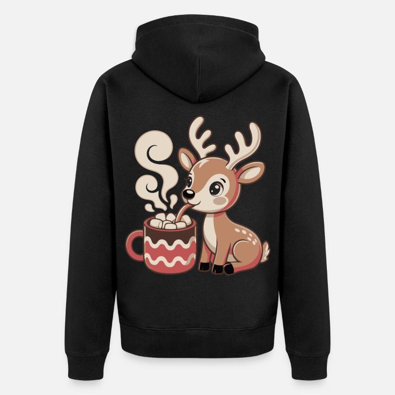 Le cerf câlin boit du cacao - Veste à capuche bio Premium Unisexe - noir