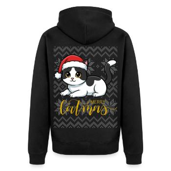 Chaton Noël en bonnet rouge - Veste à capuche bio Premium Unisexe - noir - Dos - Nico (187cm)