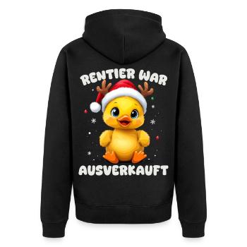 Rentier war ausverkauft, Ente Weihnachten - Unisex Premium Bio Zip Hoodie - Schwarz - Hinten - Nico (187cm)