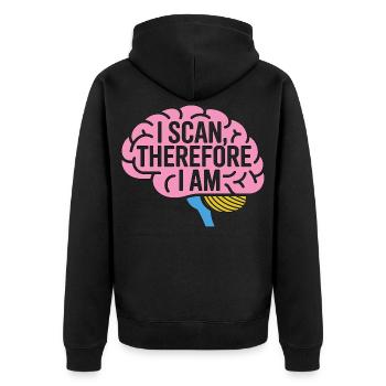 MRI Tech I Scan Therefore I Am Radiologist - Unisex Premium Bio Zip Hoodie - Schwarz - Hinten - Nico (187cm)