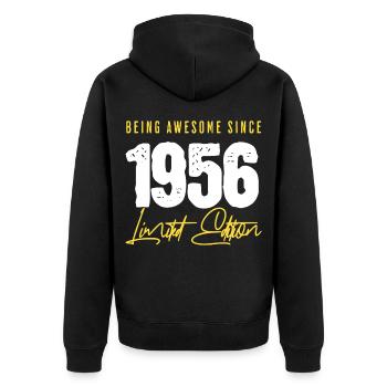 70 ans depuis 1956 - Veste à capuche bio Premium Unisexe - noir - Dos - Nico (187cm)