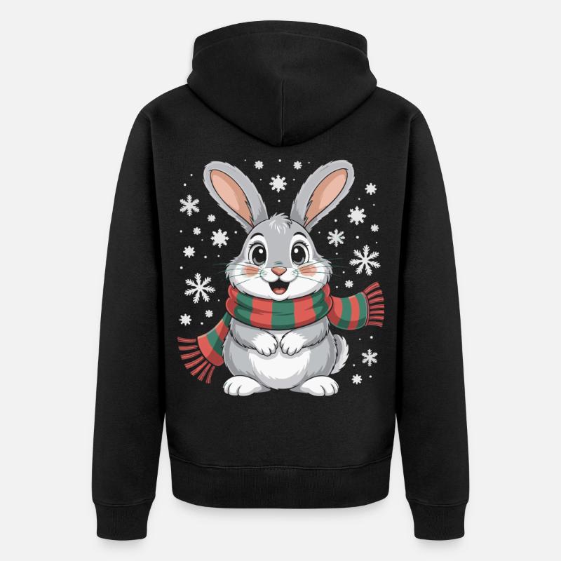Lapin d’hiver avec écharpe - Veste à capuche bio Premium Unisexe - noir