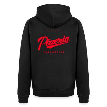 Pizzeria Fantastico - Unisex Premium Bio Zip Hoodie - Schwarz - Hinten - Nico (187cm)