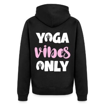 Uniquement des vibrations de yoga - Veste à capuche bio Premium Unisexe - noir - Dos - Nico (187cm)