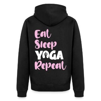 Eat Sleep Yoga Repeat - Unisex Premium Bio Zip Hoodie - Schwarz - Hinten - Nico (187cm)