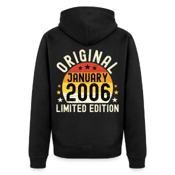 Anniversaire Janvier 2006 Limited Edition Original - Veste à capuche bio Premium Unisexe - noir - Dos - Nico (187cm)