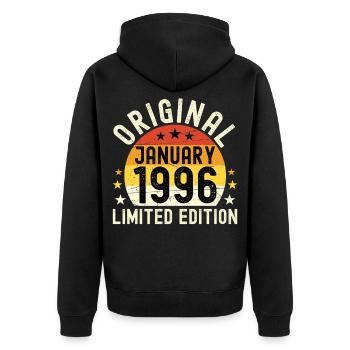 Anniversaire Janvier 1996 Limited Edition Original - Veste à capuche bio Premium Unisexe - noir - Dos - Nico (187cm)