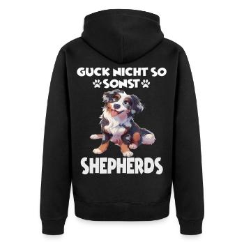 Berger australien propriétaire de chien en promenade australienne - Veste à capuche bio Premium Unisexe - noir - Dos - Nico (187cm)