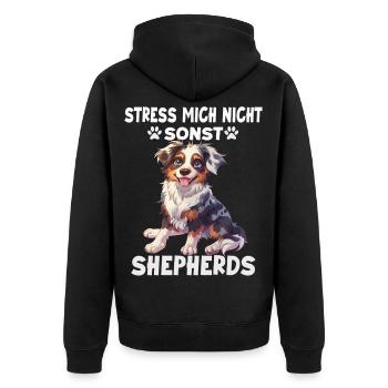 Australian Shepherd Hundebesitzer T Aussie - Unisex Premium Bio Zip Hoodie - Schwarz - Hinten - Nico (187cm)