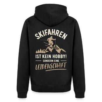 Skifahren | Kein Hobby sondern Leidenschaft - Unisex Premium Bio Zip Hoodie - Schwarz - Hinten - Nico (187cm)