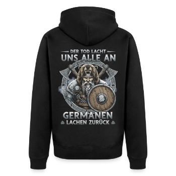 Viking Sayings Warrior Viking Clothing Men - Unisex Premium Organic Zip Hoodie - black - Back - Nico (187cm)