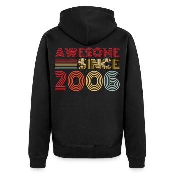 Vintage 2006 Retro 2006 Birthday Gift - Unisex Premium Organic Zip Hoodie - black - Back - Nico (187cm)