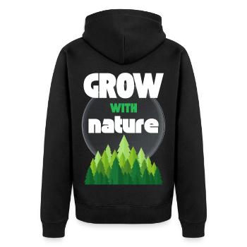 Mit der Natur wachsen - Unisex Premium Bio Zip Hoodie - Schwarz - Hinten - Nico (187cm)