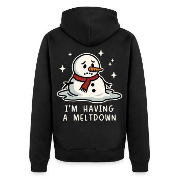 Ich habe einen Zusammenbruch - Unisex Premium Bio Zip Hoodie - Schwarz - Hinten - Nico (187cm)