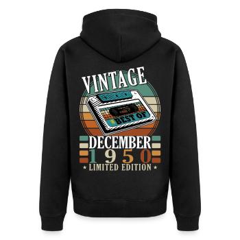 Vintage 1950 Limited Edition - Unisex Premium Bio Zip Hoodie - Schwarz - Hinten - Nico (187cm)