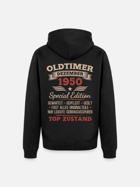 75th Birthday Gift Vintage Car December 1950 - Unisex Premium Organic Zip Hoodie - black
