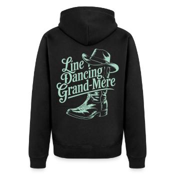 Line Dancing Grandma - Unisex Premium Organic Zip Hoodie - black - Back - Nico (187cm)