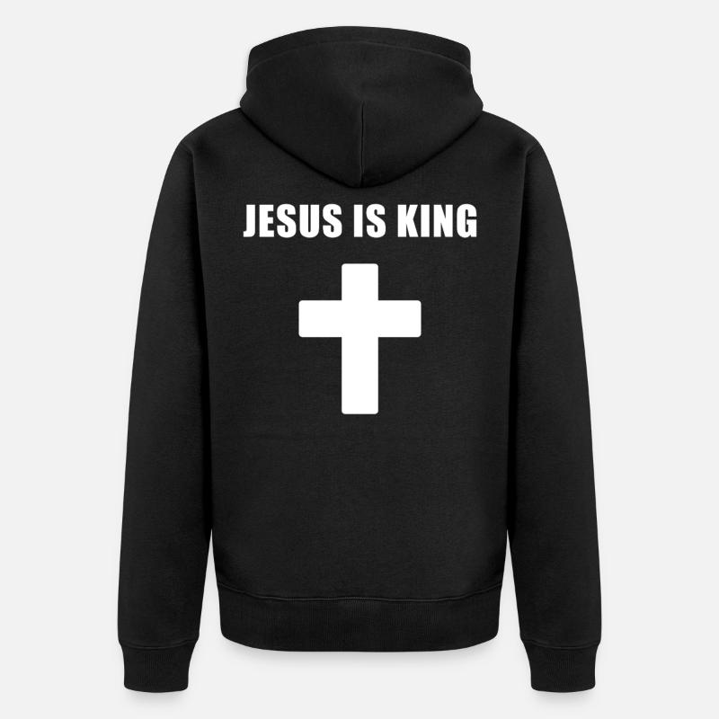 Conception minimale de croix de Jesus is King - Veste à capuche bio Premium Unisexe - noir