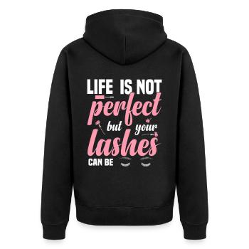  Lash Technician Eyelash Artist Lash Extension - Unisex Premium Organic Zip Hoodie - black - Back - Nico (187cm)