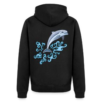 The dolphin's jump - Unisex Premium Organic Zip Hoodie - black - Back - Nico (187cm)