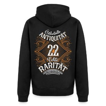 22. Geburtstag Antiquität Rarität - Unisex Premium Bio Zip Hoodie - Schwarz - Hinten - Nico (187cm)