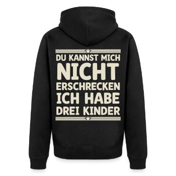 3 enfants Maman Maman Papa Père - Veste à capuche bio Premium Unisexe - noir - Dos - Nico (187cm)