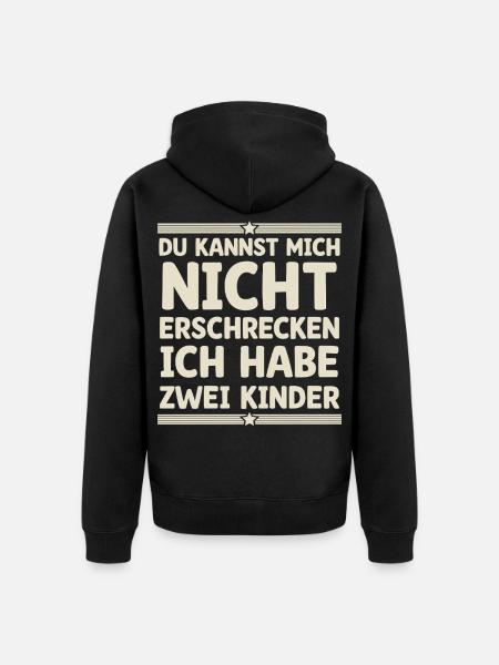 2 Kinder Mutter Mama Vater Papa - Unisex Premium Bio Zip Hoodie - Schwarz