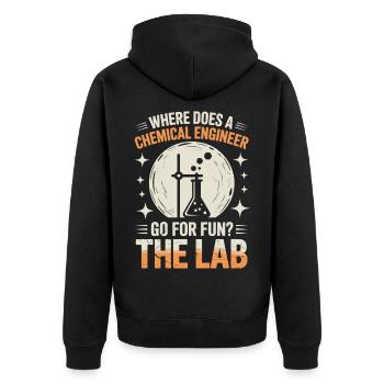 Proud engineering lab life - Unisex Premium Organic Zip Hoodie - black - Back - Nico (187cm)