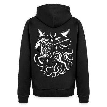 Rauhnächte Odin reitet durch die Nacht Wilde Jagd - Unisex Premium Bio Zip Hoodie - Schwarz - Hinten - Nico (187cm)