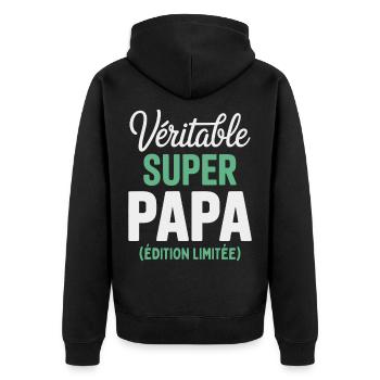 Super Papa Édition Limitée Cadeau Original  - Veste à capuche bio Premium Unisexe - noir - Dos - Nico (187cm)