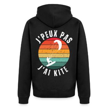 I Can't I Kite Gift Humor - Unisex Premium Organic Zip Hoodie - black - Back - Nico (187cm)