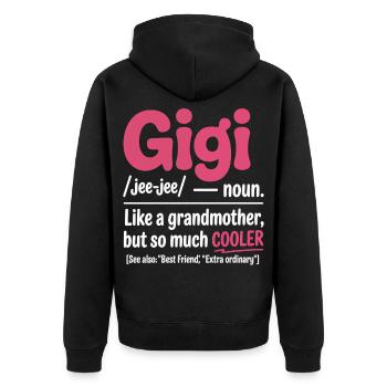 Gigi : Grand-mère cool qui dit - Veste à capuche bio Premium Unisexe - noir - Dos - Nico (187cm)