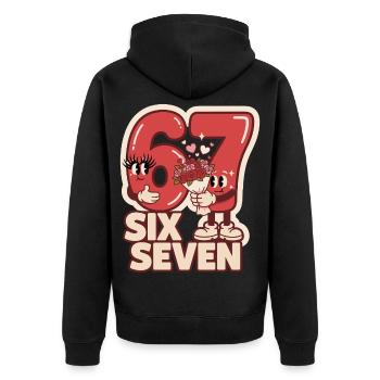 67 Six Seven meme Valentine's Day Funny Gift - Unisex Premium Organic Zip Hoodie - black - Back - Nico (187cm)