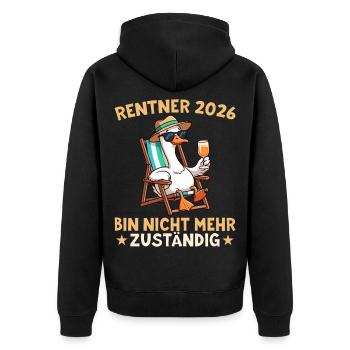 Rentner 2026 Bin nicht mehr zuständig - Unisex Premium Bio Zip Hoodie - Schwarz - Hinten - Nico (187cm)