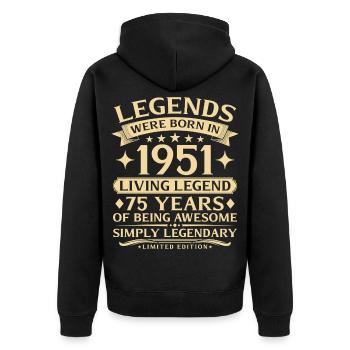 Vintage 1951 Jahrgang geboren 75. Geburtstag - Unisex Premium Bio Zip Hoodie - Schwarz - Hinten - Nico (187cm)