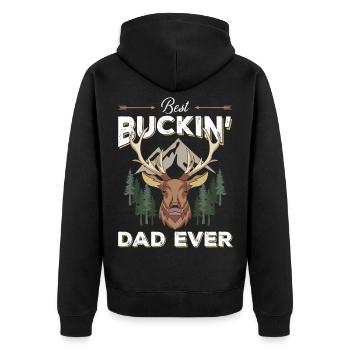 Best Buckin Dad Ever - Unisex Premium Bio Zip Hoodie - Schwarz - Hinten - Nico (187cm)
