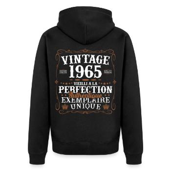 authentique_1965 - Veste à capuche bio Premium Unisexe - noir - Dos - Nico (187cm)