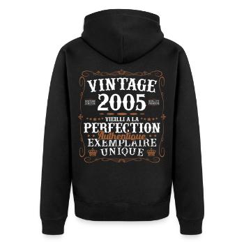 authentique_2005 - Veste à capuche bio Premium Unisexe - noir - Dos - Nico (187cm)